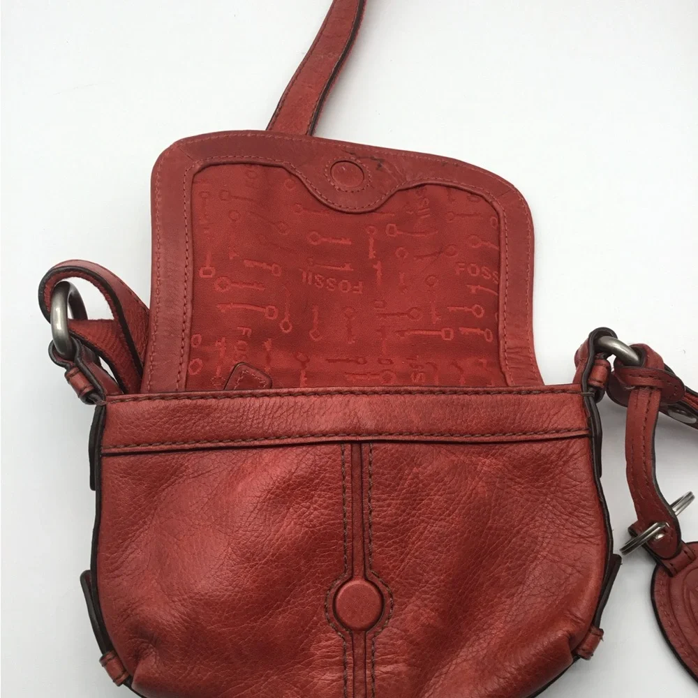 Fossil Maddox Mini Red Leather Crossbody
